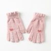 Factory-supplied women's gloves for autumn and winter, made of mink fur, are skin-friendly and warm. Korean-style cute heart-shaped touch screen knitted gloves Item Picture
